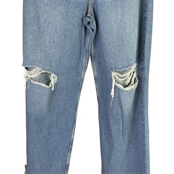 Levis Premium Jeans Womens 31 Blue High Loose Distressed Straight Wide Leg NEW - Picture 3 of 12